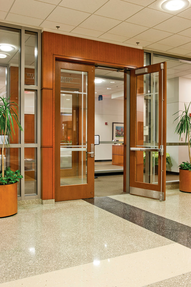 metal and glass commercial storefront door