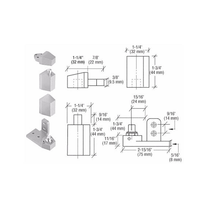 Door Resources J30<br>Pivot Hinge Set For Use On Arcadia, Arch Aluminum, Tubelite and Vistawall DoorsPivot HingesDoor Resources - Door Resources