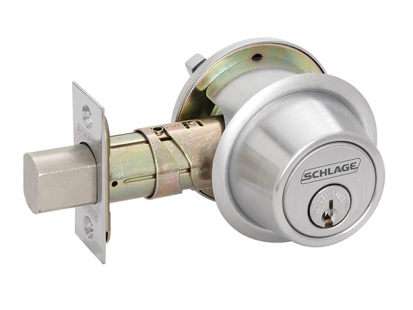 Schlage B560PD Single Cylinder Deadbolt, 6 Pin C Keyway, 26D Finish