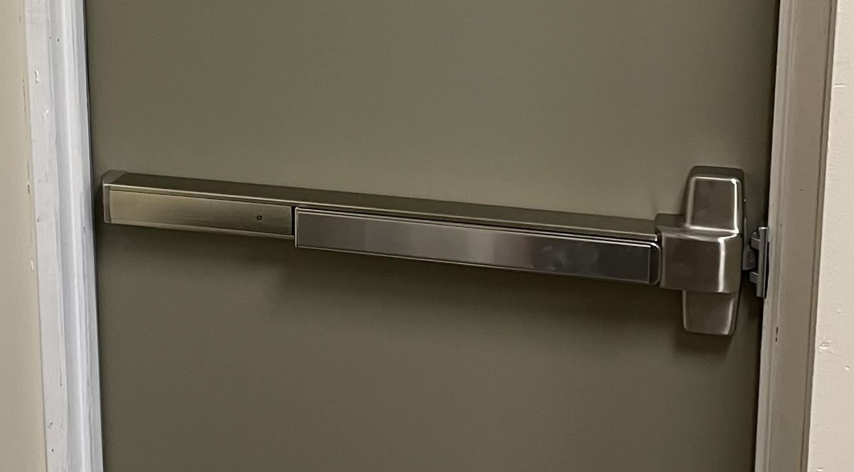 panic bar replaced on a commercial door project